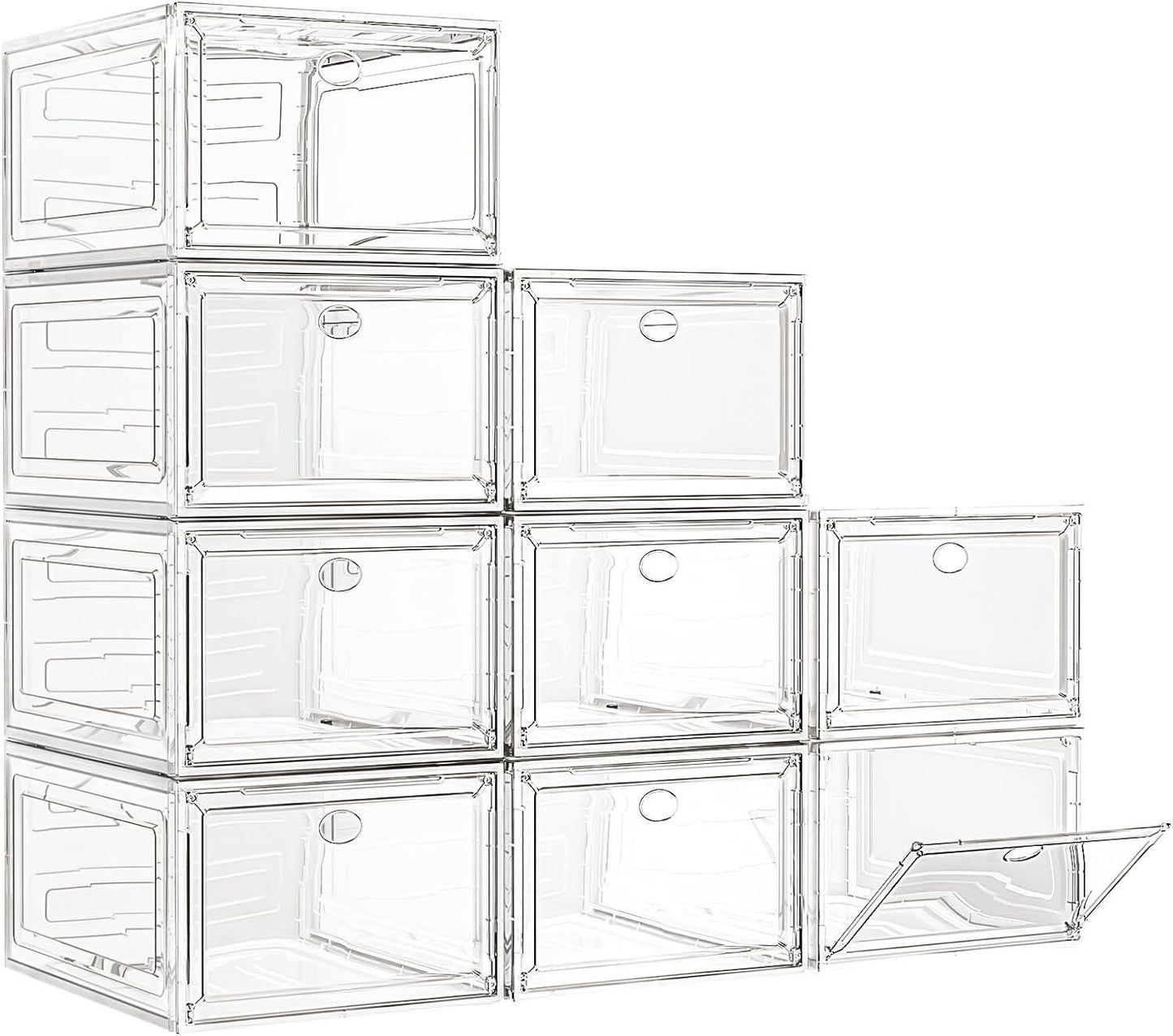 Thicken & Sturdy Clear Shoe Storage Organizer with Magnetic Door